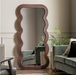 Hasker Brown Wooden Leaner Mirror with Wavy Edge