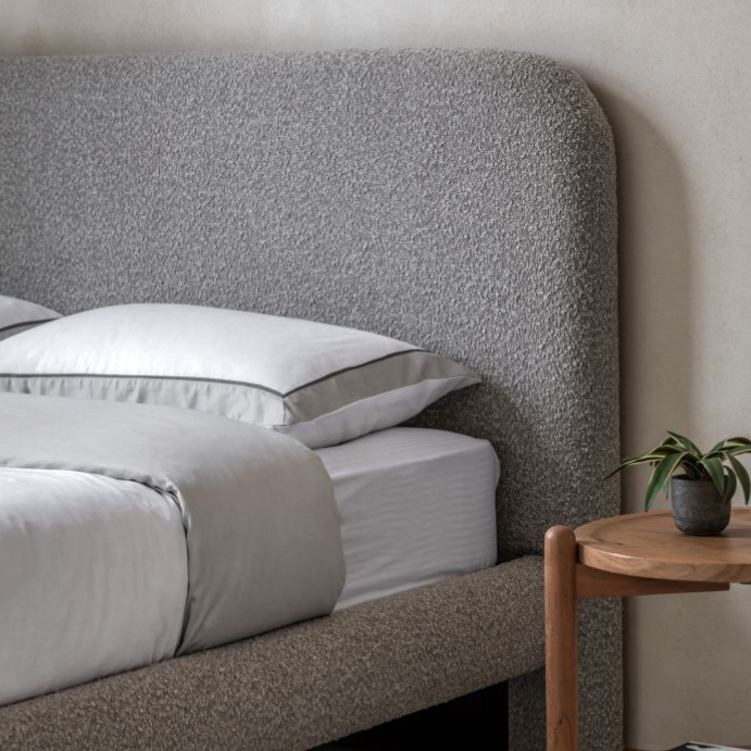 Rabley Light Grey Boucle King Size Bedstead ( Due Back In 10/11/2024 )