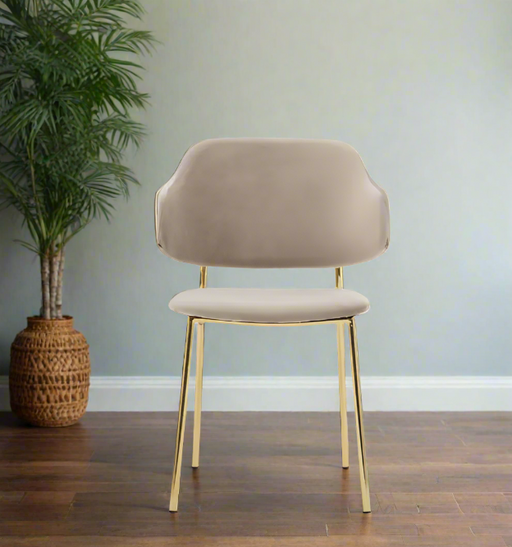 Exquisite Taupe Velvet Dining Chairs with Gold Metal Legs