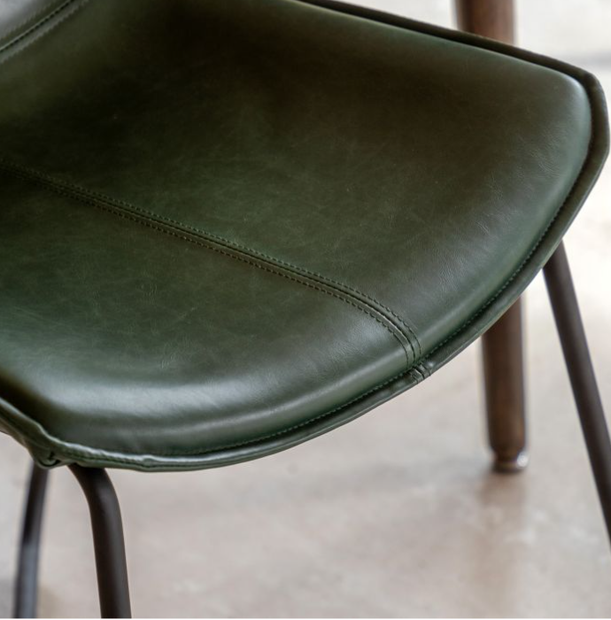 Hawking Curved Design Seating Green Leather Dining Chair ( Due In  20/11/24 )