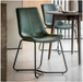 Hawking Curved Design Seating Green Leather Dining Chair