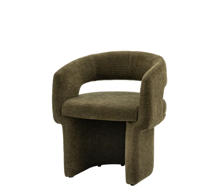 Sloane Curved Back Contemporary Dining Chair in Green Boucle 