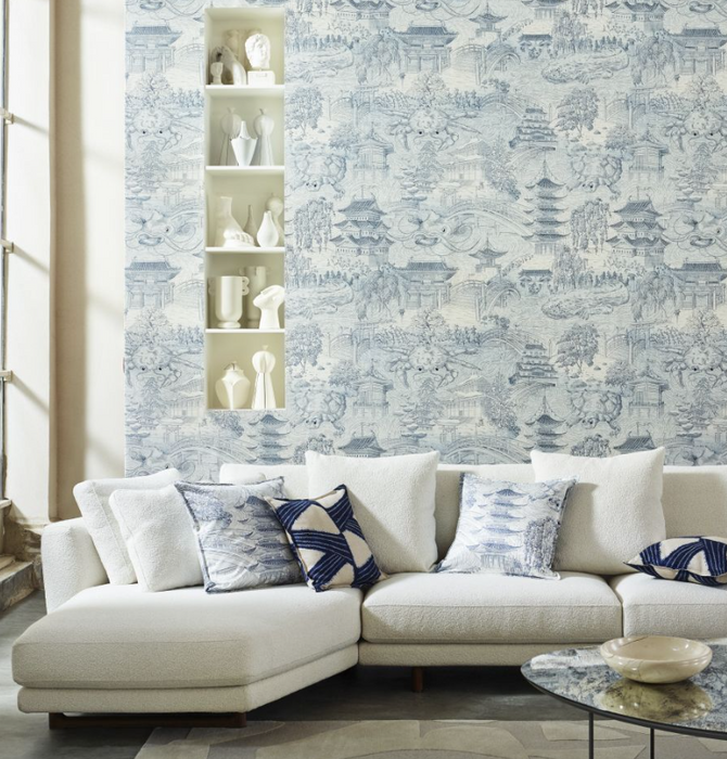 Zoffany Wallpaper - Kensington Walk- Eastern Palace - Indigo