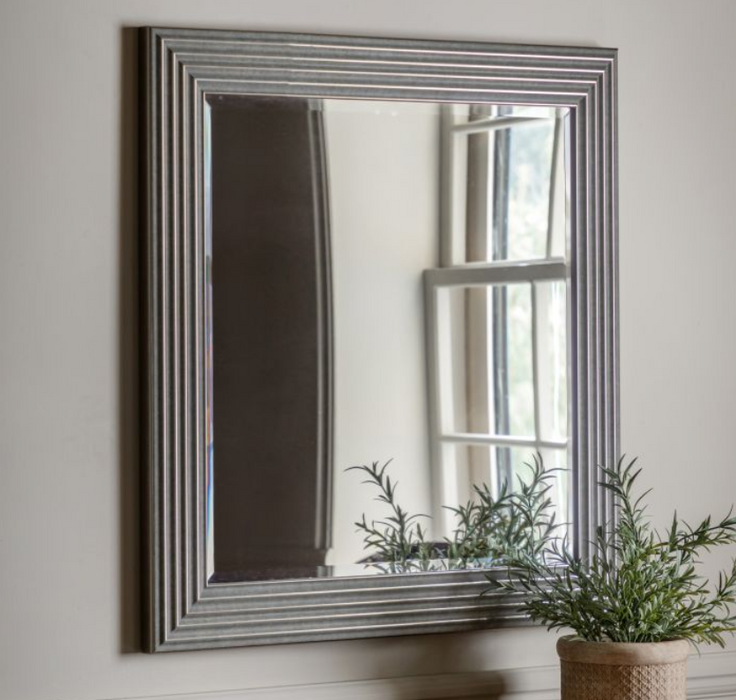 Whitechapel Rustic Silver Ridged Square Mirror