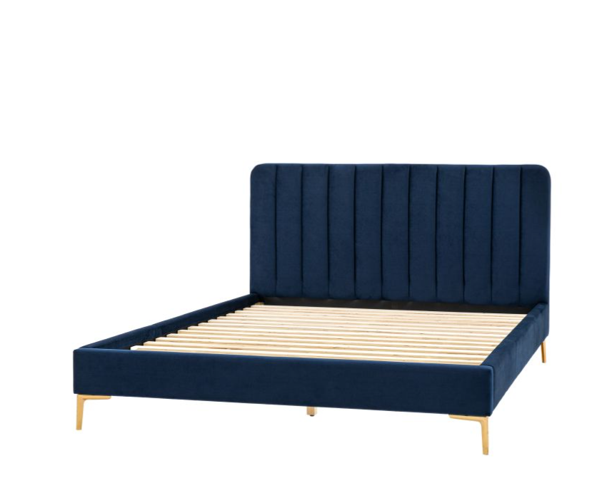 Aston Indigo Panelled Velvet Double Bedstead ( Due Back In 10/11/2024 )