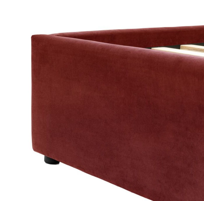 Arch Red Velvet King Size Bedstead