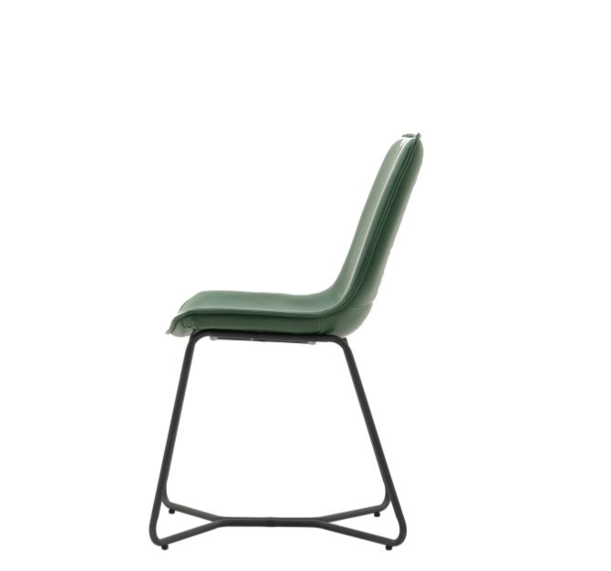 Hawking Curved Design Seating Green Leather Dining Chair ( Due In  20/11/24 )