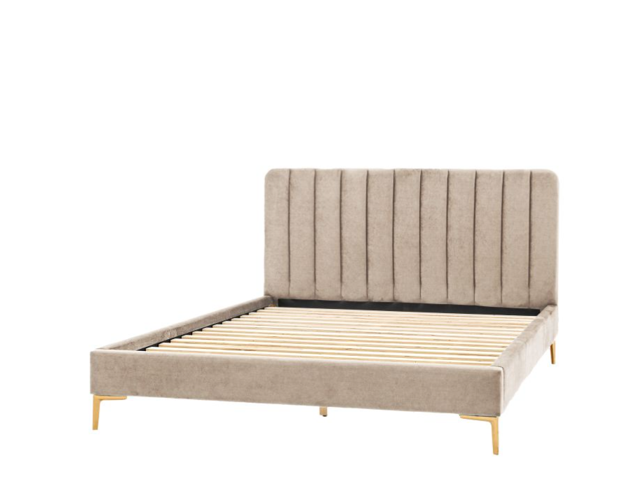 Aston Latte Velvet Panelled King Size Bedstead ( Due Back In  10/11/2024 )