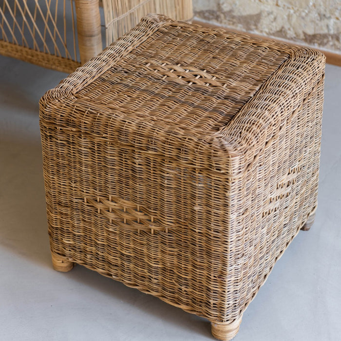 Rustic Bohomian Square Natural Wicker Side Table