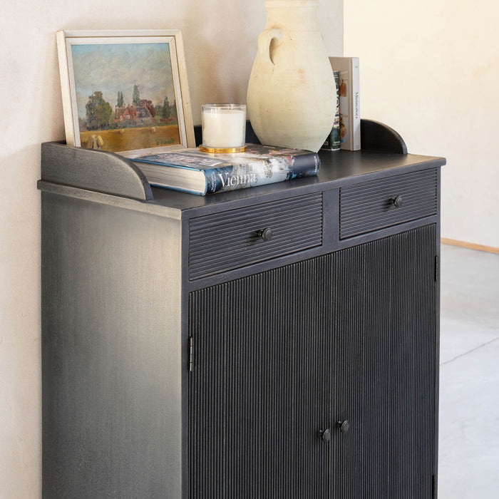 Monomoy Distressed Black 2-Door Cabinet with Drawers