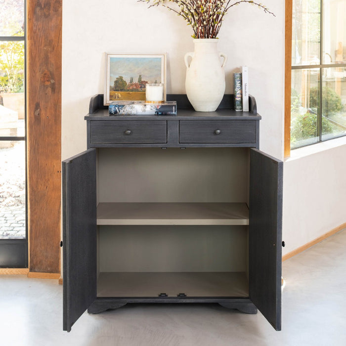 Monomoy Distressed Black 2-Door Cabinet with Drawers