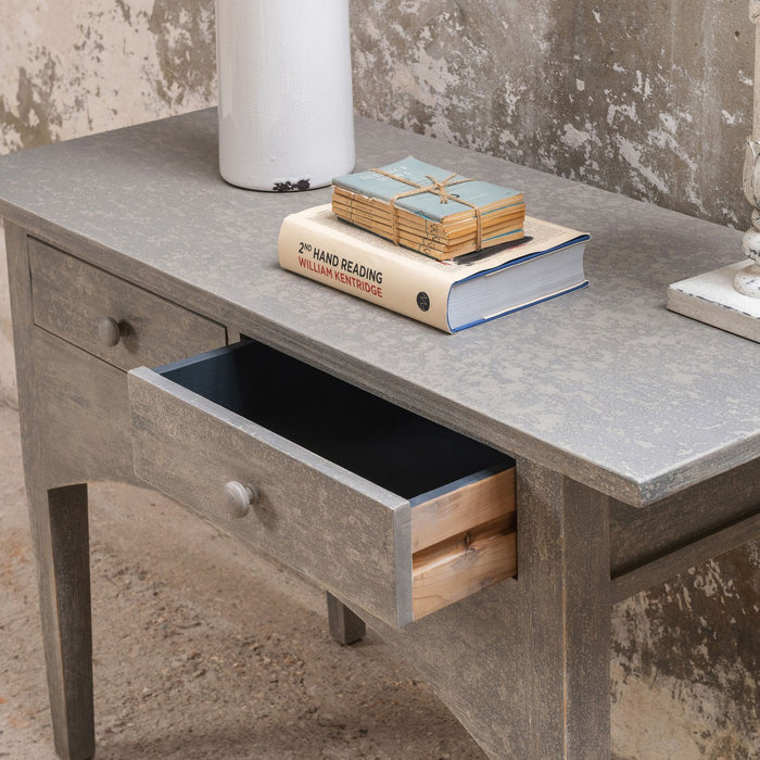 Rustic Grey 2-Drawer Wooden Console Table with Arched Detail