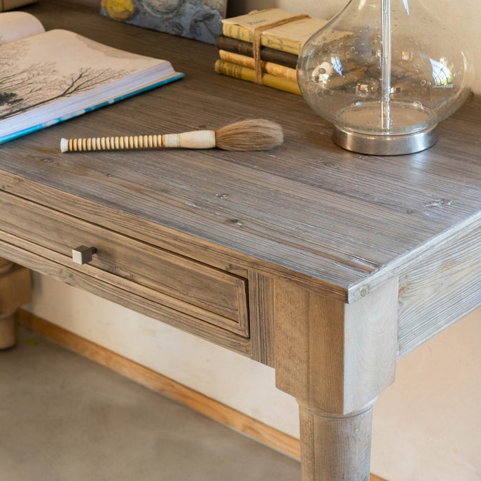 Hambledon Reclaimed Natural Pine 2 Drawer Desk / Console