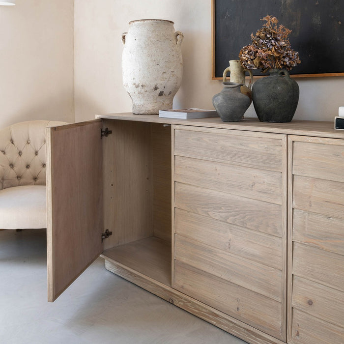 Woodcroft Natural Recycled Pine 3 Door Sideboard