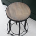 Berkeley Bar Stool, Adjustable Iron, Wood Round Top