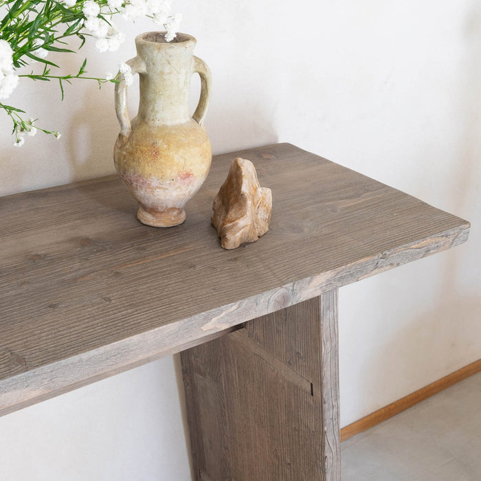 Monomoy Brushed Grey White Pine Console Table