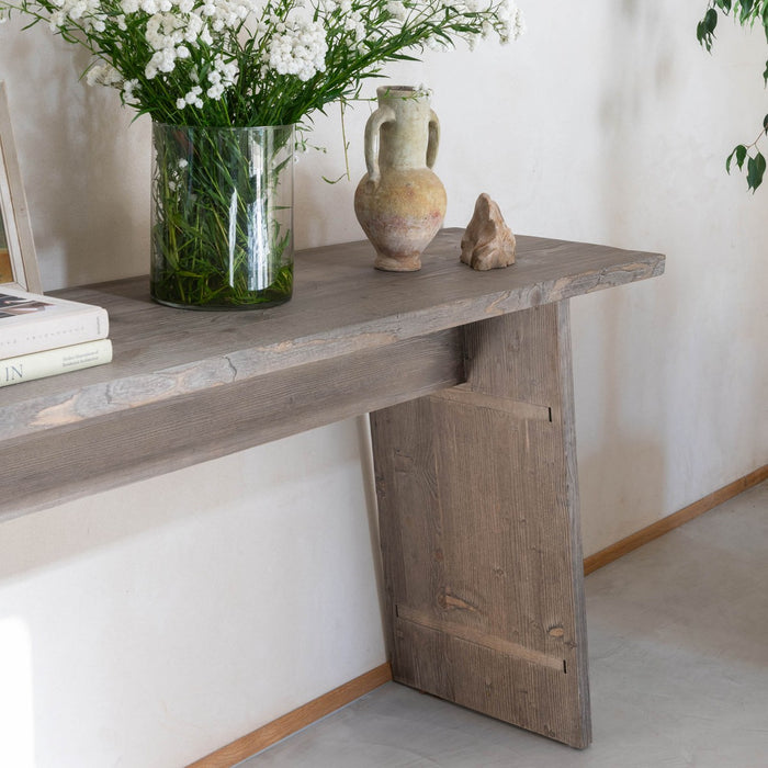 Monomoy Brushed Grey White Pine Console Table