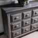 Berkeley Sideboards, Nine Drawer Chest, Distressed Grey, Recycled White Pine