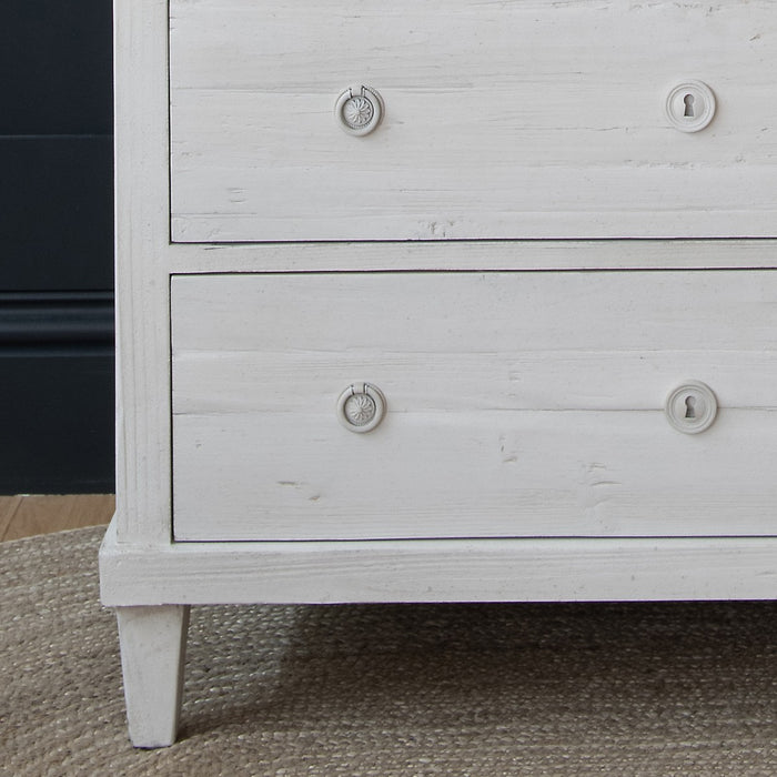 Berkeley Three Chest Drawer, Distressed White, Recycled pine