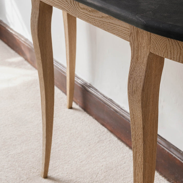 Berkeley Console Table, Oak, Stone Top, Half Moon 