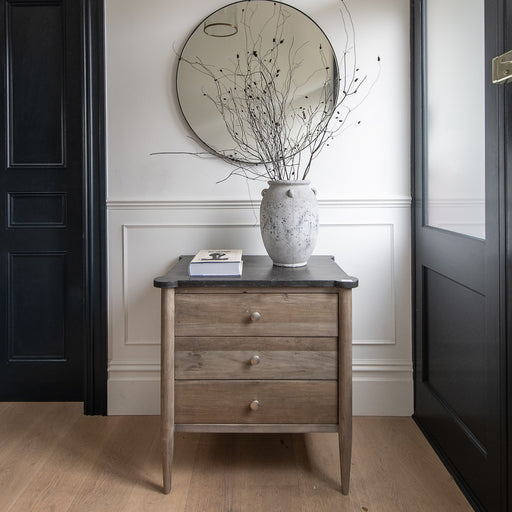 Berkeley Three Chest Drawer, Natural Recycled elm, Stone Top 