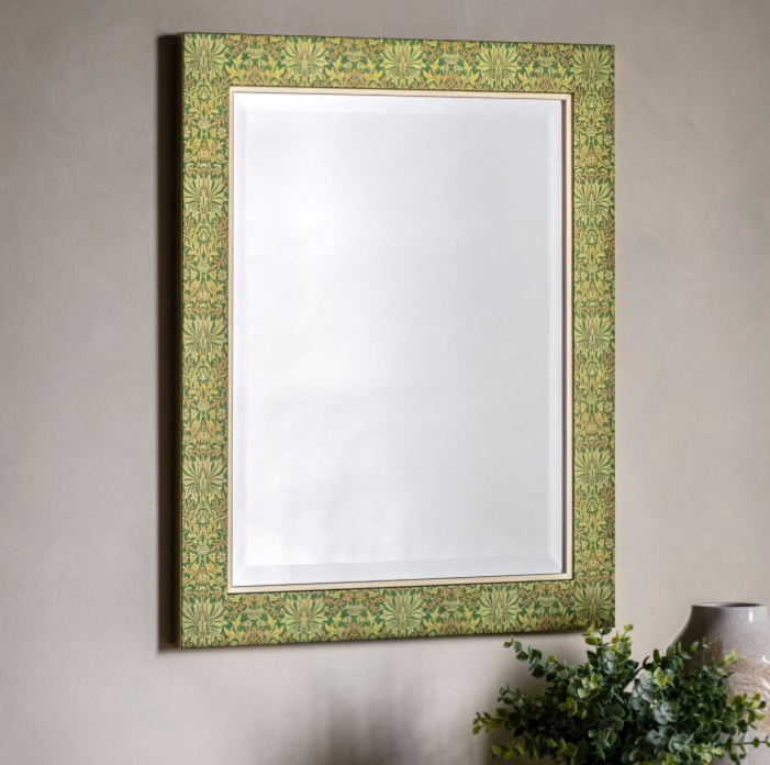 Elegant Forest Green Rectangular Mirror – Botanical Frame & Premium Glass - Decor interiors