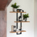 Empire Wall Shelf, Black Iron, Natural Wood, 3 Tiered 