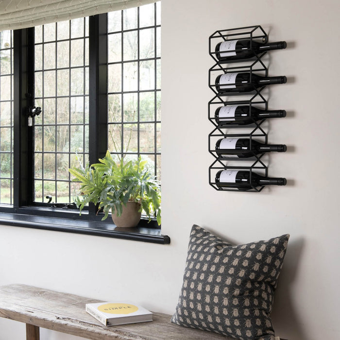 Empire Wall Wine Rack, Black Metal, 5 Bottle