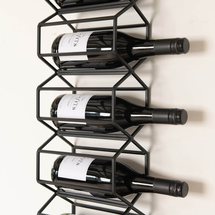 Portland Wall Wine Rack, Black Metal, 5 Bottle 