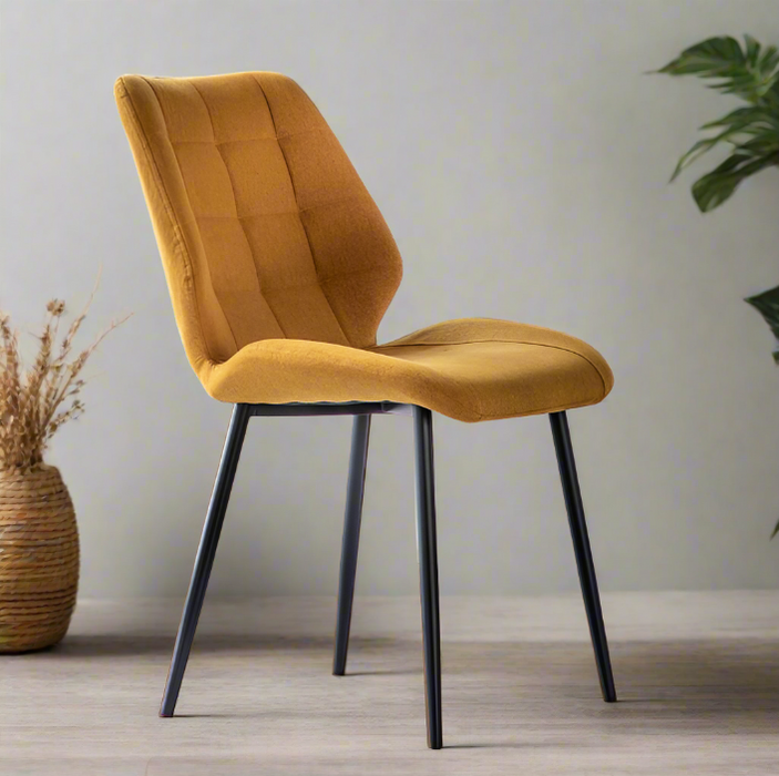 Set of 2 Willis Mid-Century Inspired Dining Chairs in Saffron Yellow