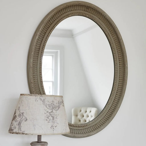 Langham Wall Mirror, Natural Paulownia Wood, Oval, Edge Design