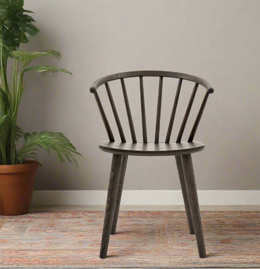 Set of Two Worthington Dining Chairs in Dark Brown Wood with Intricately Turned Legs and Back Spindles