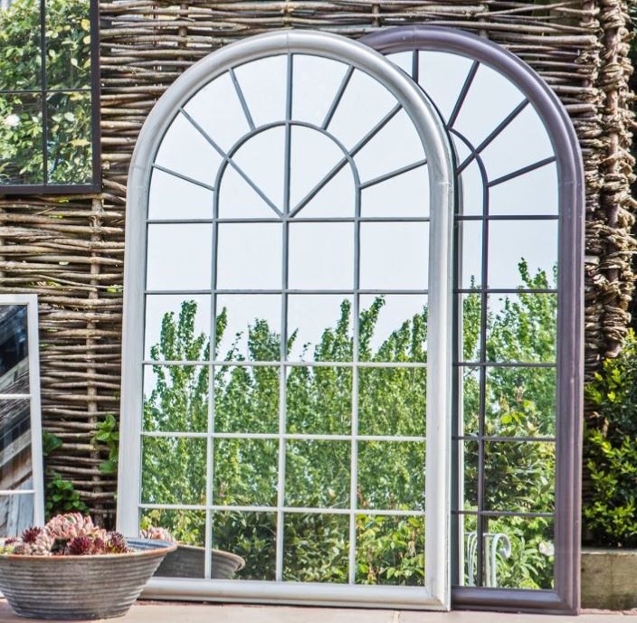 Orlanda Outdoor Garden Arched Window Mirror