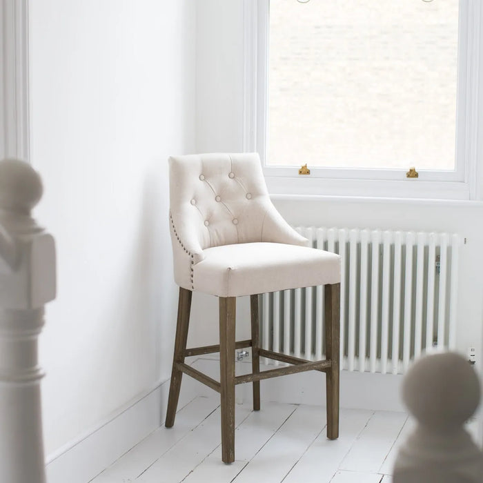 Liberty Bar Stool, Beige Padded, Oak