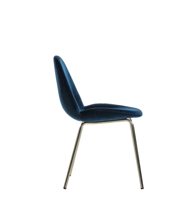 Sloan Dining Chair in Petrol Blue Velvet & Chrome