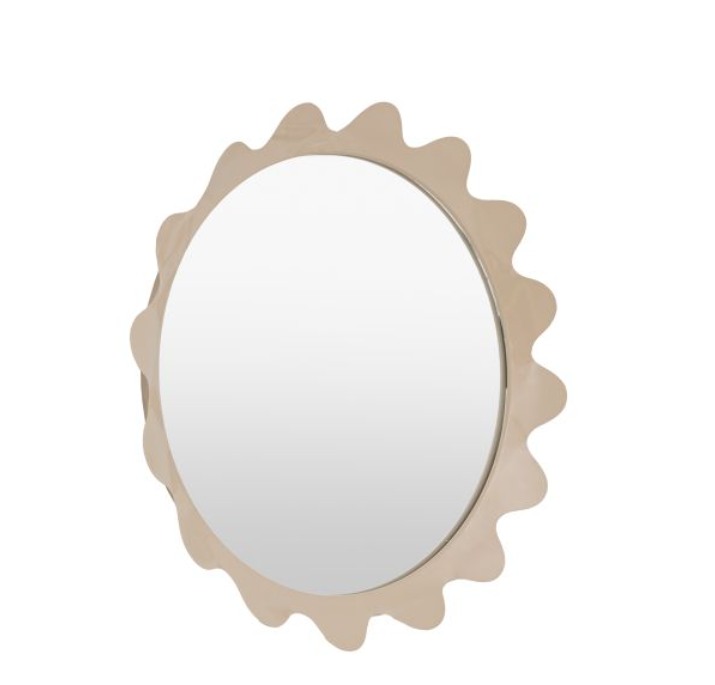 Shoreditch Taupe Wavy Edge Round Metal Wall Mirror - 60cm