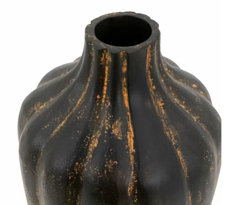 Ayra Rustic Antiqued Bronze Aluminium Vases - Set of Two