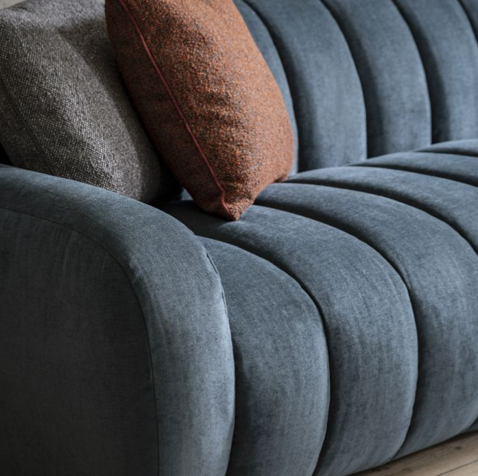 Milan 3 Seater Sofa in Dusty Blue Fabric