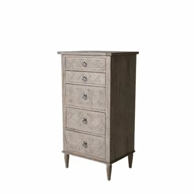 Monica Luxury French Style Wooden 5 Drawer Tallboy Chest