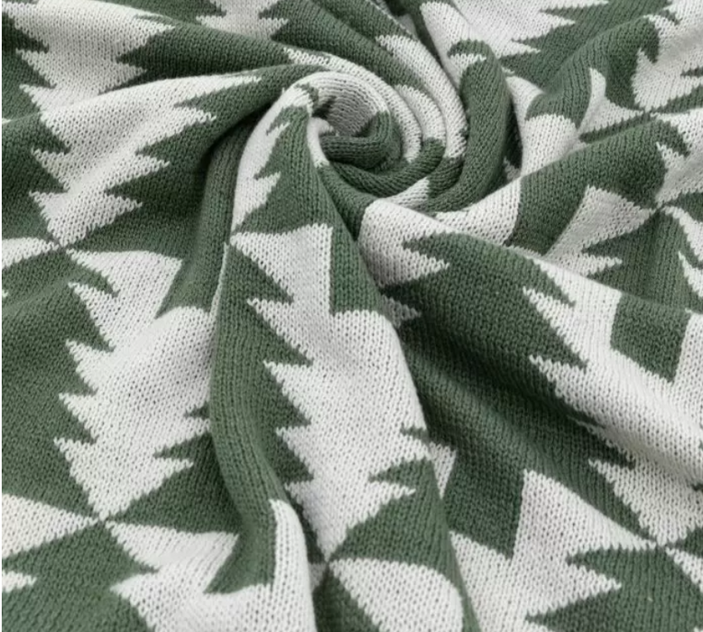 Natures Forest Knitted Tree Throw Green