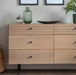 Okayama 6 Drawer Chest Slim and Black Metal Legs