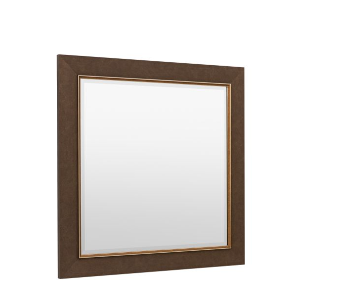 Contemporary Bronze Wooden Square Wall Mirror