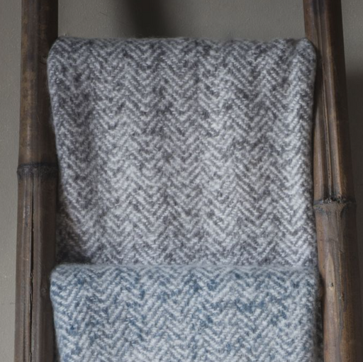 Herringbone Faux Mohair Throw Grey