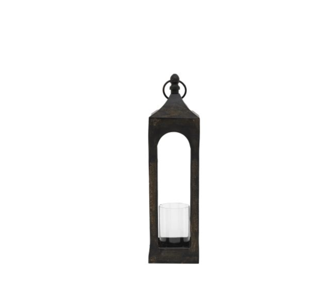 Aged Metal & Glass Indoor Lantern - Small