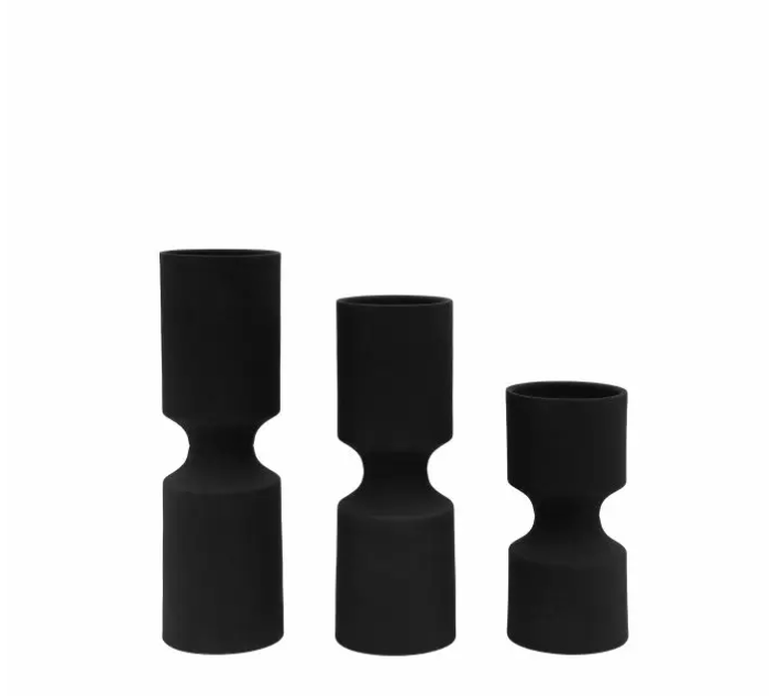 Zia Black Candlestick Set of 3