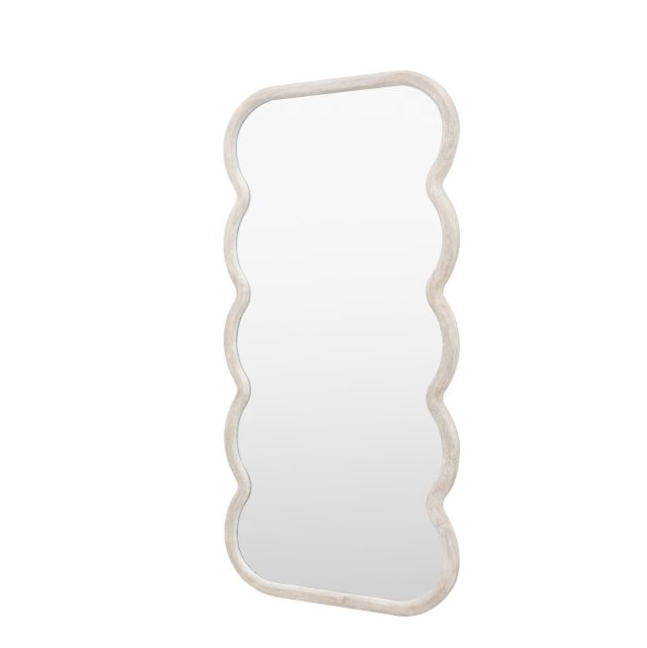 Como Curved White Wavy Edge Leaner Mirror - Large