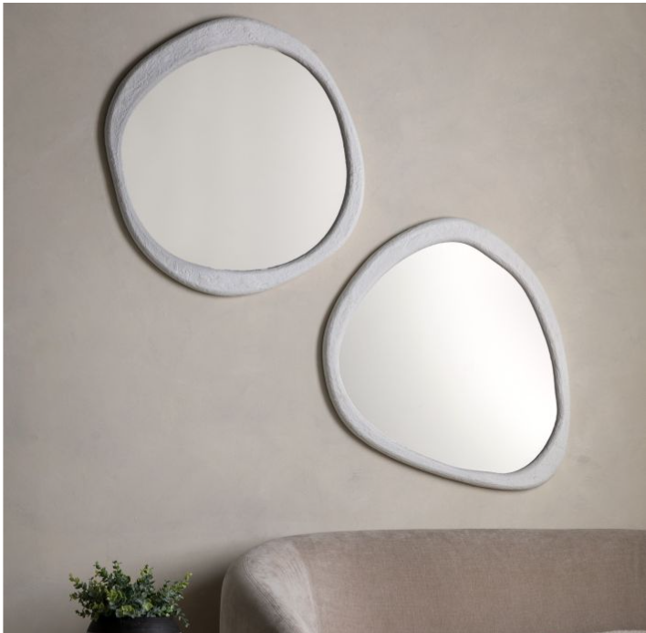 Como Pebble White Concrete Effect Round Mirror