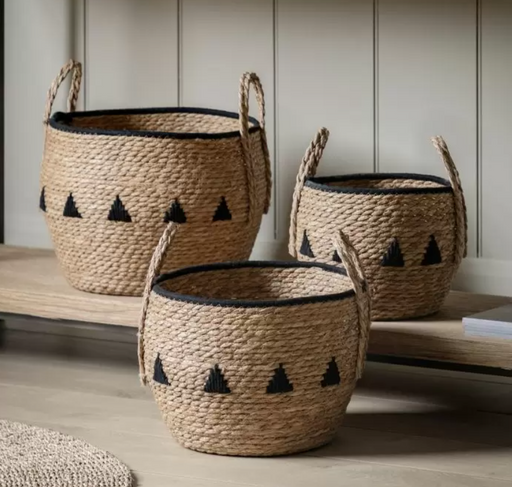 Alid Baskets Natural & Black Set of 3