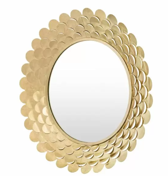 Windsor Gold Round Wall Mirror with Scallop Cutouts - 91cm