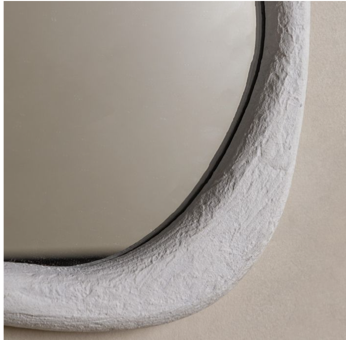 Como Pebble White Concrete Effect Round Mirror